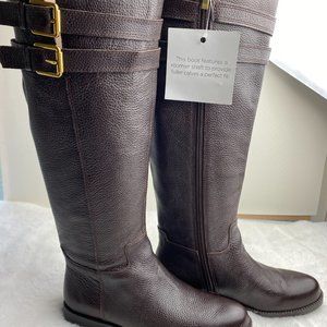 Franco Sarto Christoff Tall Brown Leather Riding Boots, NEW, Wide Calf, size 6.5
